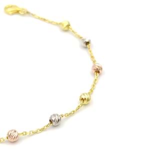 ÜÇ RENKLİ DORİCA TOP GÜMÜŞ BİLEKLİK