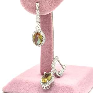 SALLANTILI OVAL SULTANİT GÜMÜŞ KÜPE