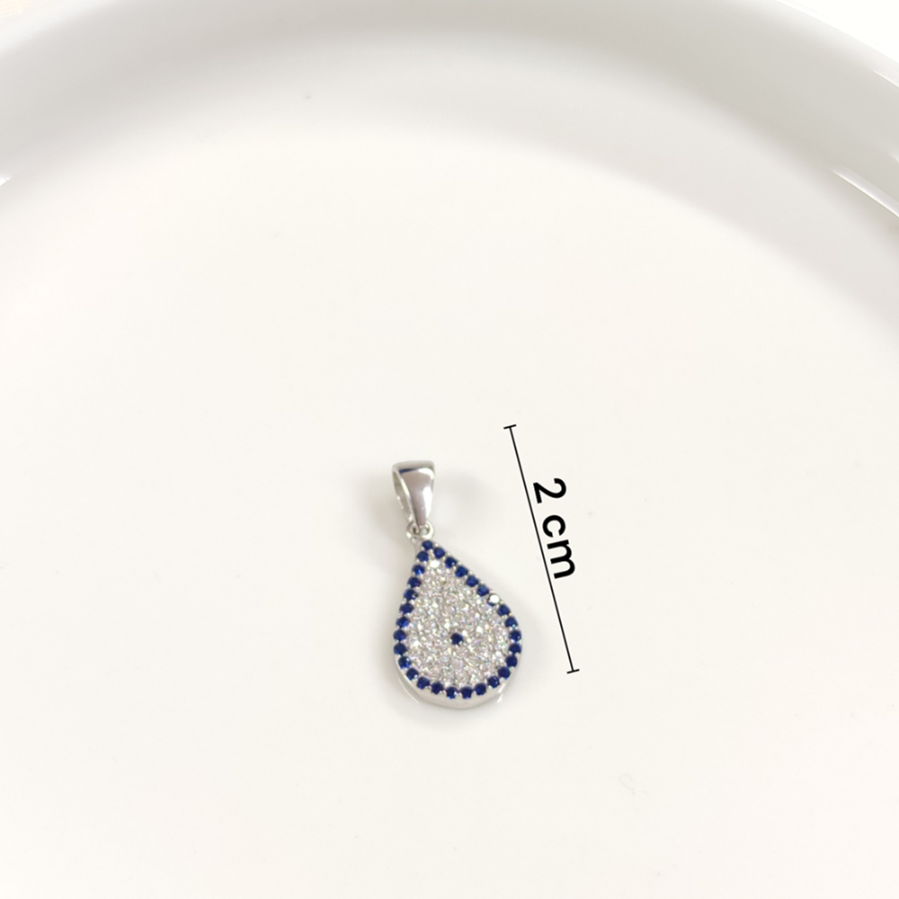 SOSYETE GÖZÜ DAMLA GÜMÜŞ KOLYE UCU - RODYUM BEYAZ