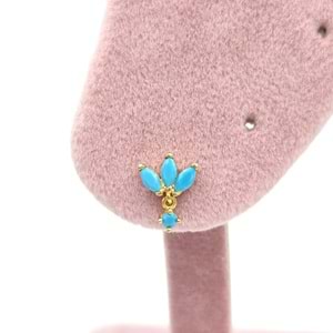 FİRUZE TEKLİ YAPRAK GÜMÜŞ KÜPE