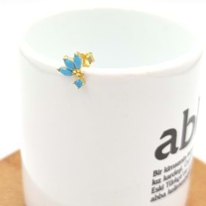 FİRUZE TEKLİ YAPRAK GÜMÜŞ KÜPE