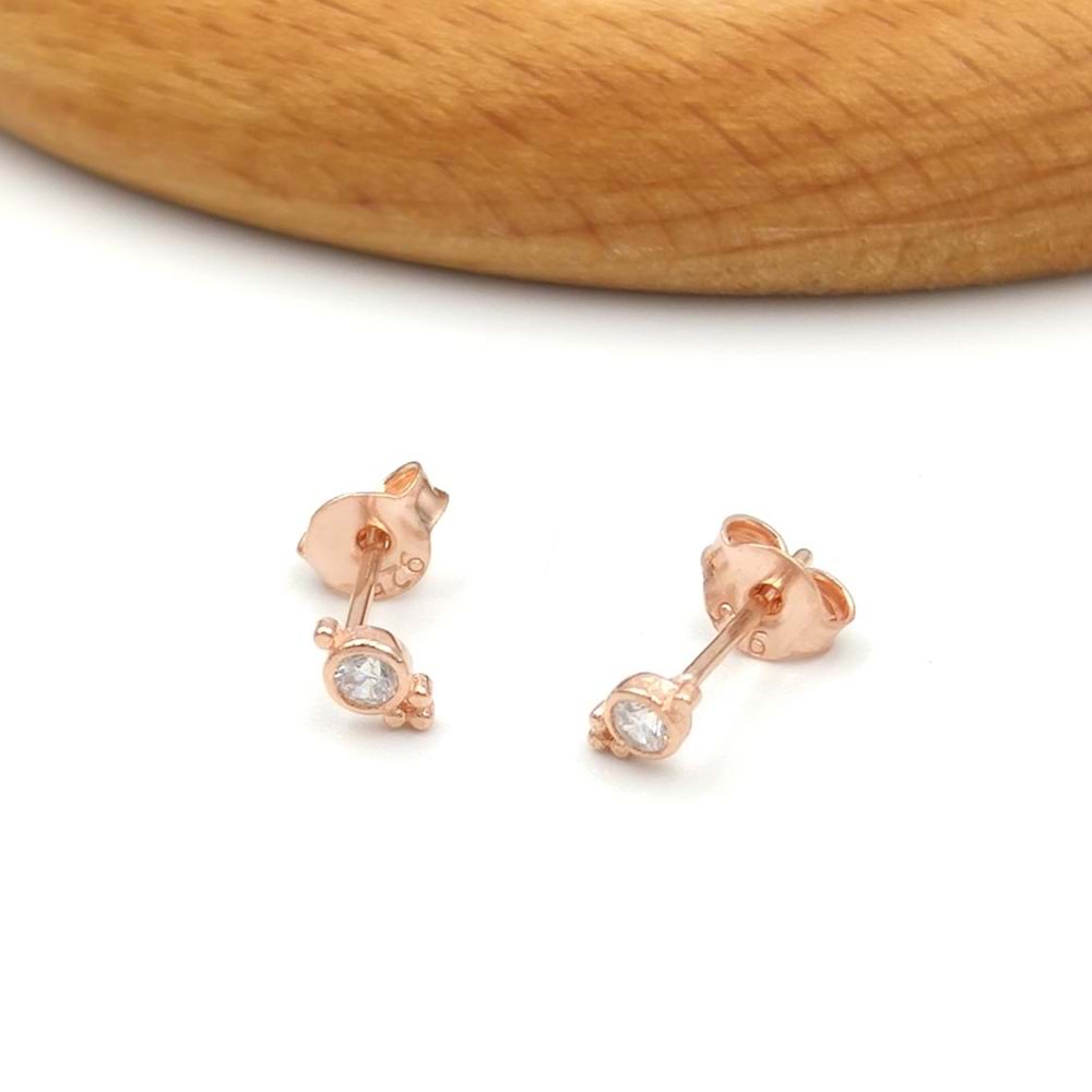 MİNİ TEK TAŞ ÇITIR GÜMÜŞ KÜPE - ROSE BAKIR