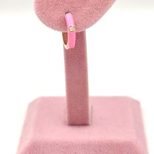 12 MM PEMBE MİNELİ HALKA GÜMÜŞ KÜPE