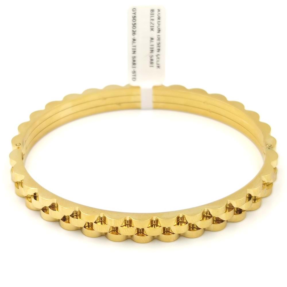KORDON DESEN ÇELİK BİLEZİK 6 cm - ALTIN SARI