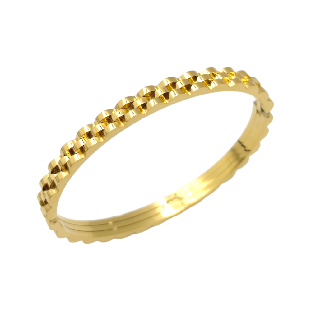 KORDON DESEN ÇELİK BİLEZİK 6 cm - ALTIN SARI