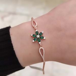 YEŞİL TAŞLI LOTUS GÜMÜŞ BİLEKLİK