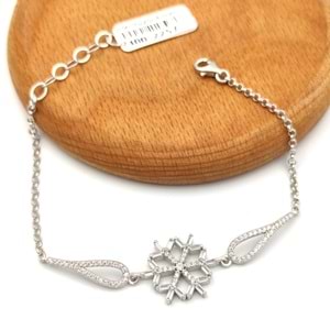 BAGET KAR TANESİ GÜMÜŞ BİLEKLİK - RODYUM BEYAZ