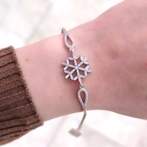 BAGET KAR TANESİ GÜMÜŞ BİLEKLİK - RODYUM BEYAZ