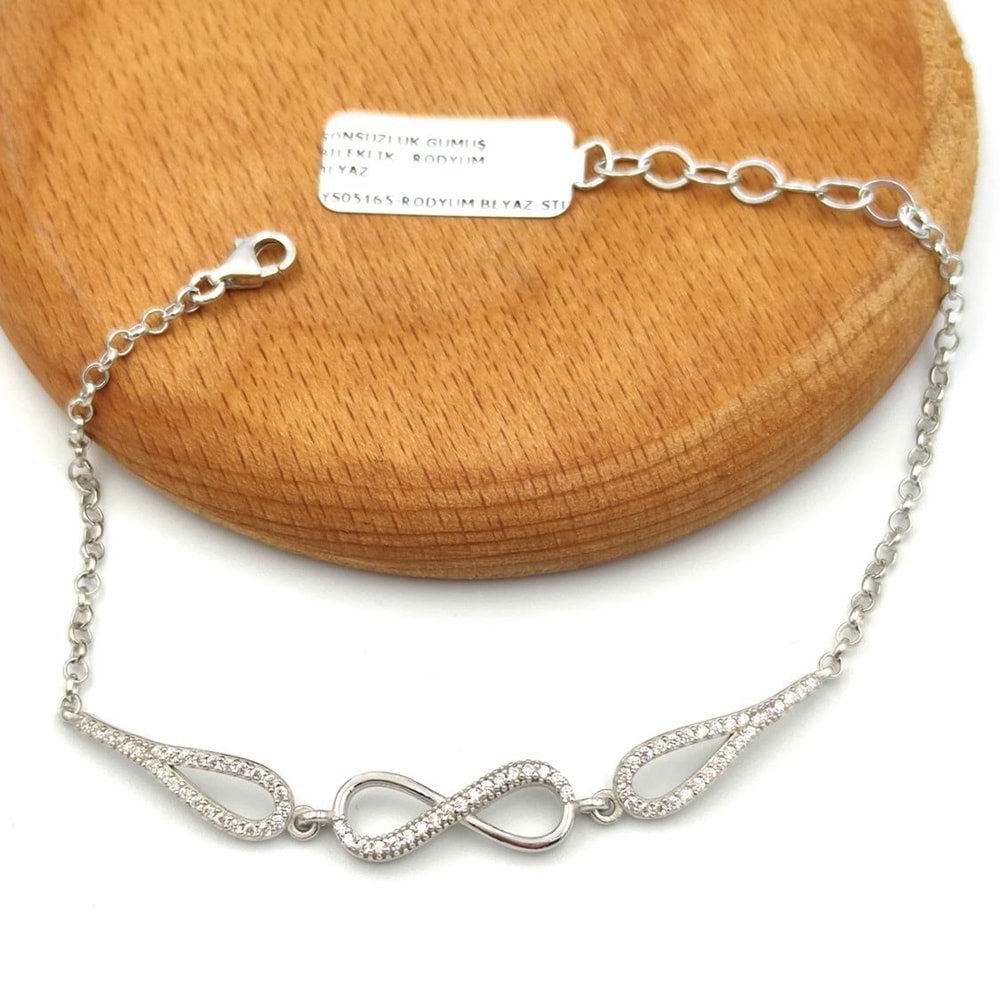SONSUZLUK GÜMÜŞ BİLEKLİK - RODYUM BEYAZ