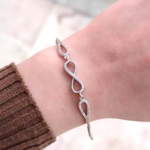 SONSUZLUK GÜMÜŞ BİLEKLİK - RODYUM BEYAZ