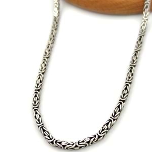 3 MM ERKEK GÜMÜŞ KARE KRAL ZİNCİR 65 CM