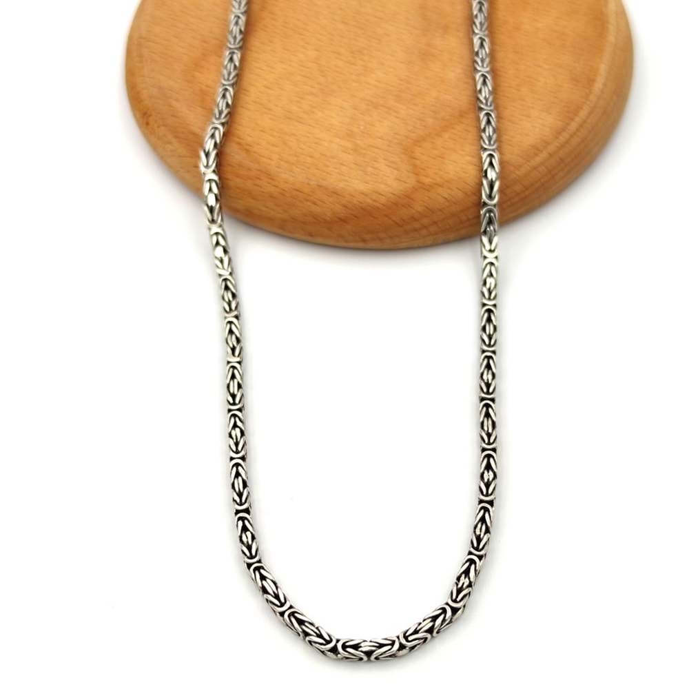 3 MM ERKEK GÜMÜŞ KARE KRAL ZİNCİR 65 CM