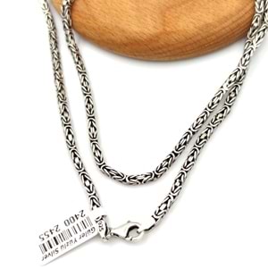 3 MM ERKEK GÜMÜŞ KARE KRAL ZİNCİR 65 CM