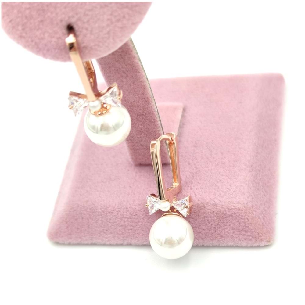 İTHAL FİYONK DETAY GÜMÜŞ İNCİ U KÜPE - ROSE BAKIR