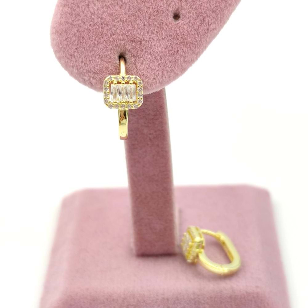 PIRLANTA MONTÜR BAGET U GÜMÜŞ KÜPE - ALTIN SARI