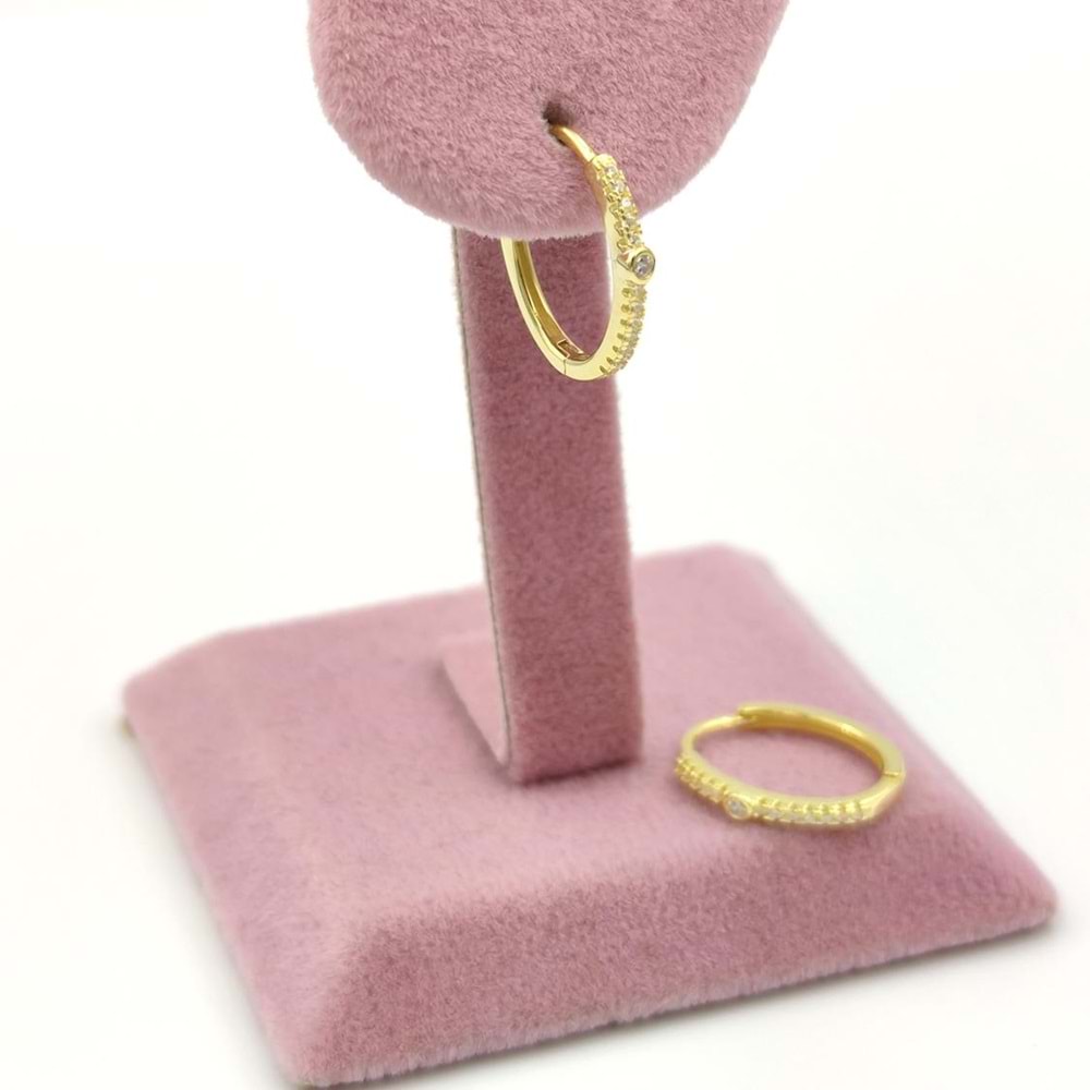 TAŞLI OVAL GÜMÜŞ KÜPE - ALTIN SARI