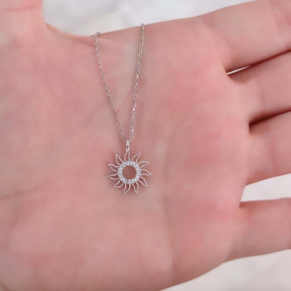 GÜNEŞ GÜMÜŞ KOLYE - RODYUM BEYAZ