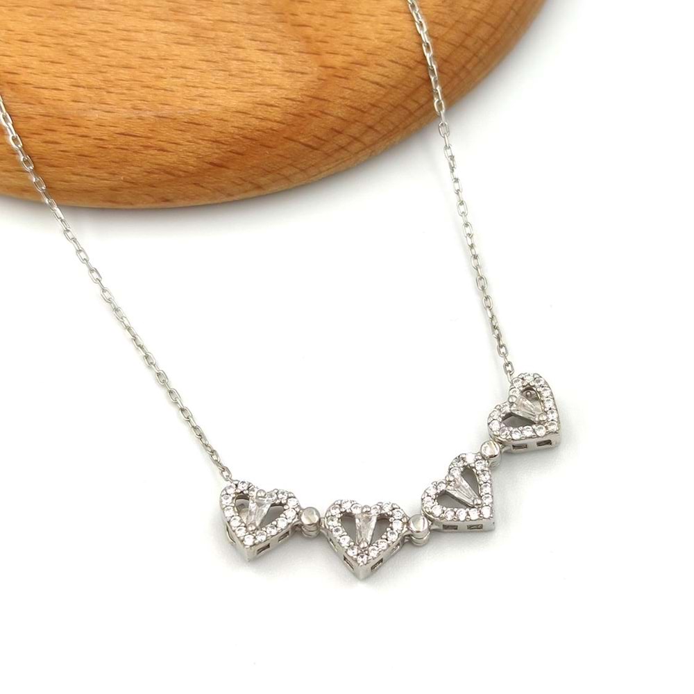 MIKNATISLI AÇILIR KAPANIR YONCA GÜMÜŞ KOLYE - RODYUM BEYAZ