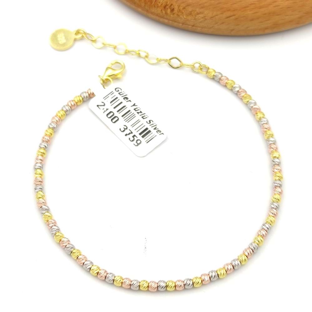 ÜÇ RENK DORİCA GÜMÜŞ BİLEKLİK