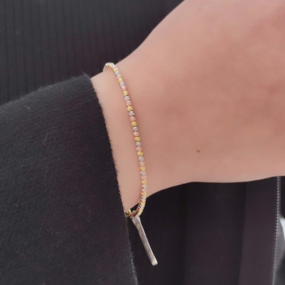 ÜÇ RENK DORİCA GÜMÜŞ BİLEKLİK