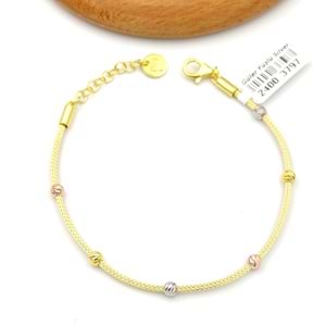 TEK SIRA DORİCA GÜMÜŞ BİLEKLİK - ALTIN SARI