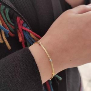 TEK SIRA DORİCA GÜMÜŞ BİLEKLİK