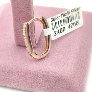 15 MM TAŞLI OVAL HALKA GÜMÜŞ KÜPE