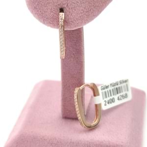 15 MM TAŞLI OVAL HALKA GÜMÜŞ KÜPE