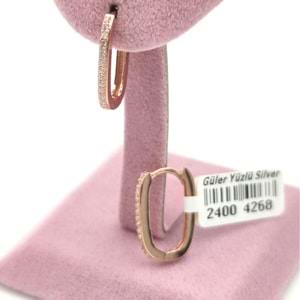 15 MM TAŞLI OVAL HALKA GÜMÜŞ KÜPE