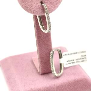 15 MM TAŞLI OVAL HALKA GÜMÜŞ KÜPE