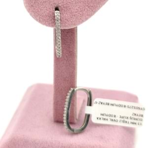 15 MM TAŞLI OVAL HALKA GÜMÜŞ KÜPE