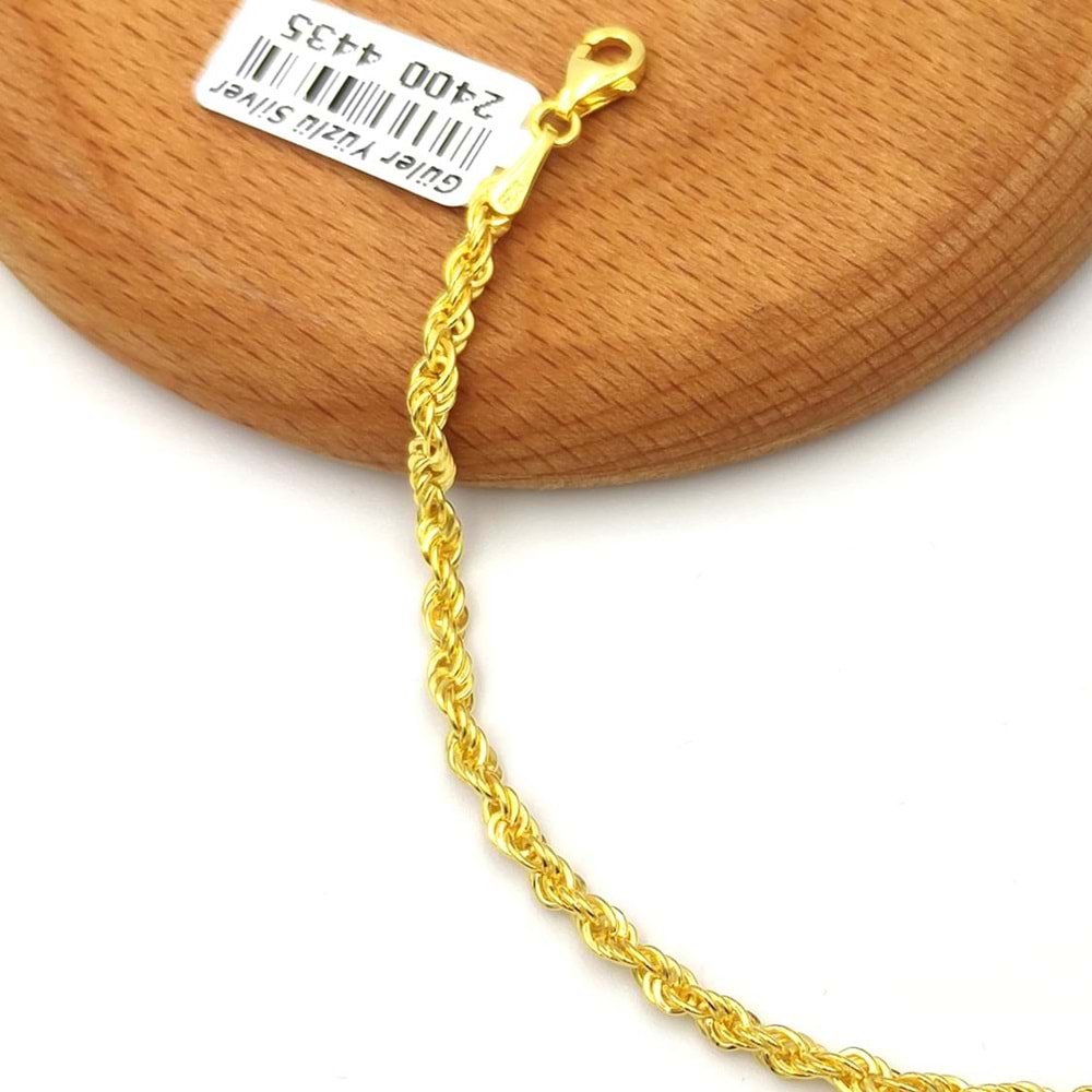 BURGU ZİNCİR GÜMÜŞ BİLEKLİK - ALTIN SARI