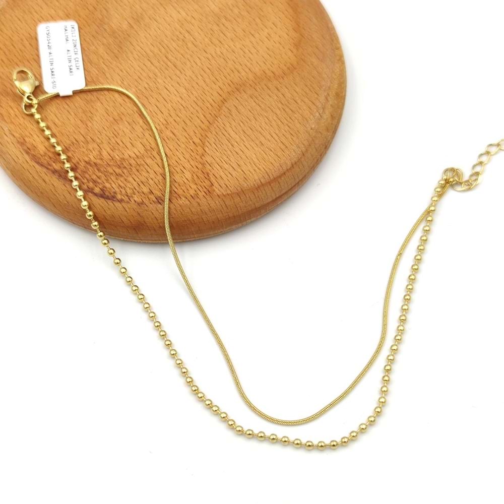 İKİLİ ZİNCİR ÇELİK HALHAL - ALTIN SARI