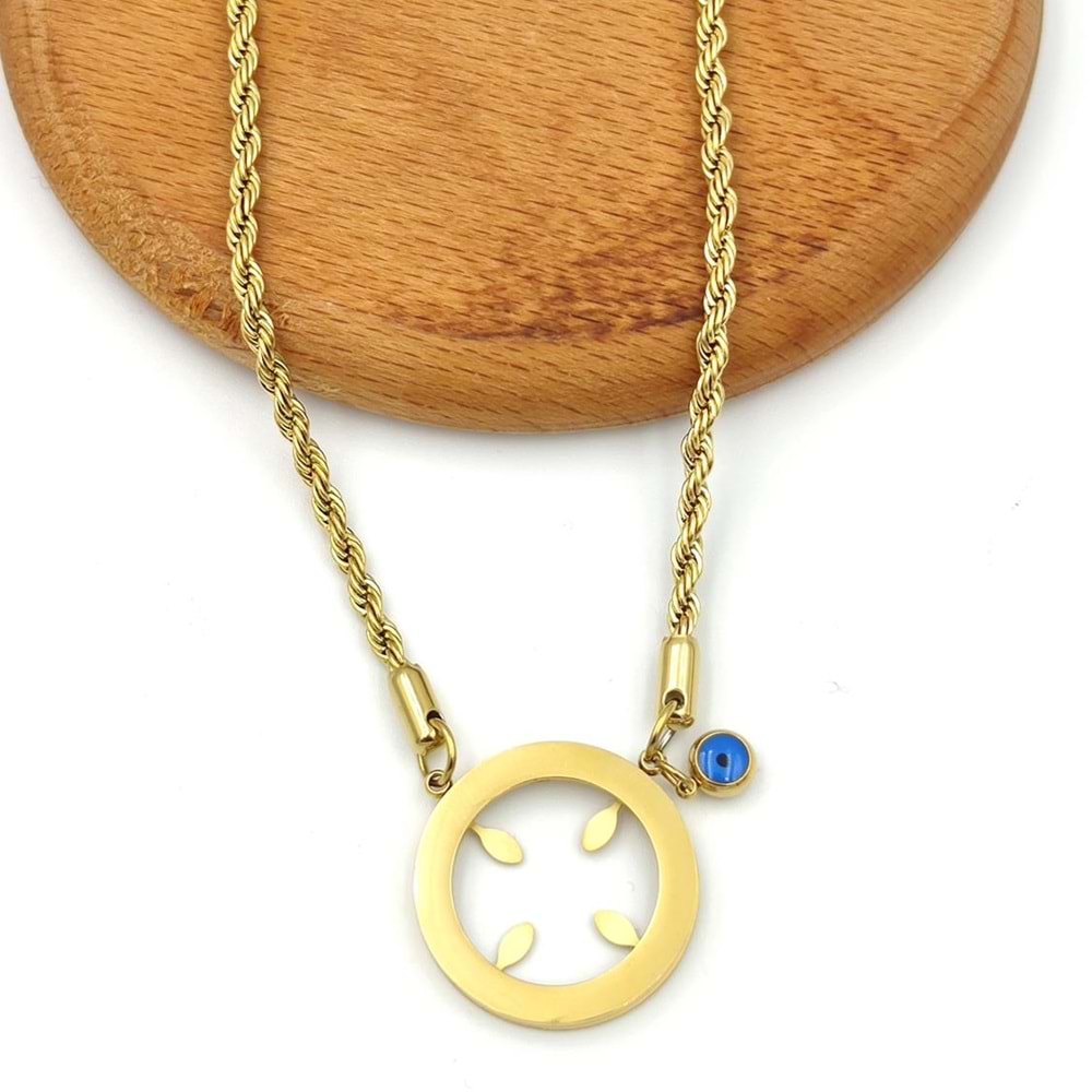 BURGU ZİNCİR ÇEYREK ÇELİK KOLYE