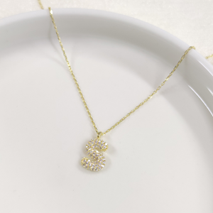 S TAŞLI HARF GÜMÜŞ KOLYE