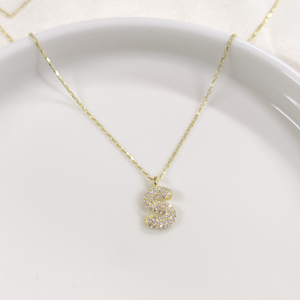 S TAŞLI HARF GÜMÜŞ KOLYE