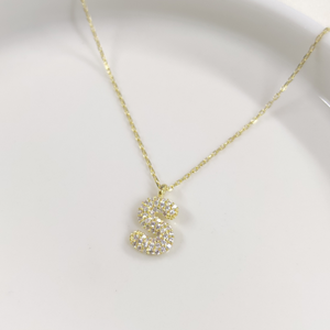 S TAŞLI HARF GÜMÜŞ KOLYE