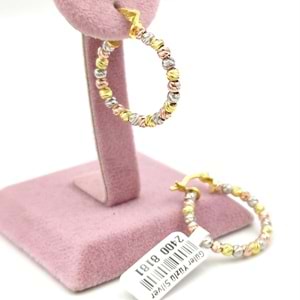 20 MM ÜÇ RENK DORİCA GÜMÜŞ HALKA KÜPE