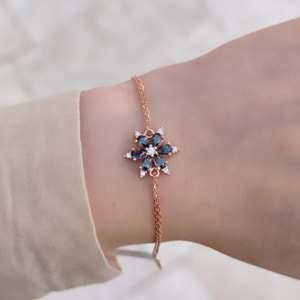 MİSTİK TOPAZ TAŞLI LOTUS GÜMÜŞ BİLEKLİK