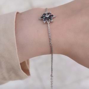 MİSTİK TOPAZ TAŞLI LOTUS GÜMÜŞ BİLEKLİK