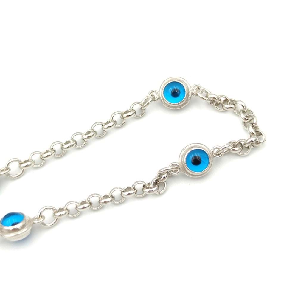 CAM GÖZ NAZAR DOÇ GÜMÜŞ BİLEKLİK - RODYUM BEYAZ