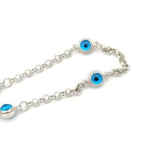 CAM GÖZ NAZAR DOÇ GÜMÜŞ BİLEKLİK - RODYUM BEYAZ