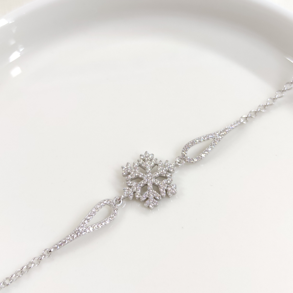 KAR TANESİ GÜMÜŞ BİLEKLİK - RODYUM BEYAZ