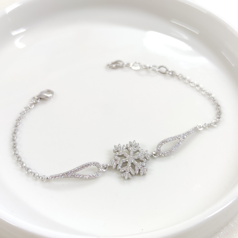 KAR TANESİ GÜMÜŞ BİLEKLİK - RODYUM BEYAZ