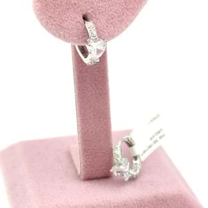 İTHAL TAŞLI KALP HALKA GÜMÜŞ KÜPE