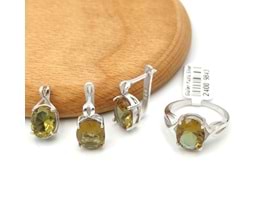 OVAL TEK TAŞ SULTANİT GÜMÜŞ SET