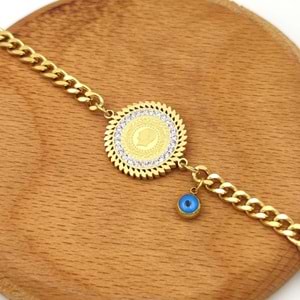 GURMET ÇİÇEK ÇERÇEVELİ ÇEYREK ÇELİK BİLEKLİK