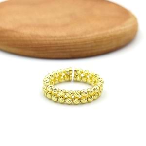 AYARLANABİLİR İKİ SIRA DORİCA GÜMÜŞ YÜZÜK - ALTIN SARI