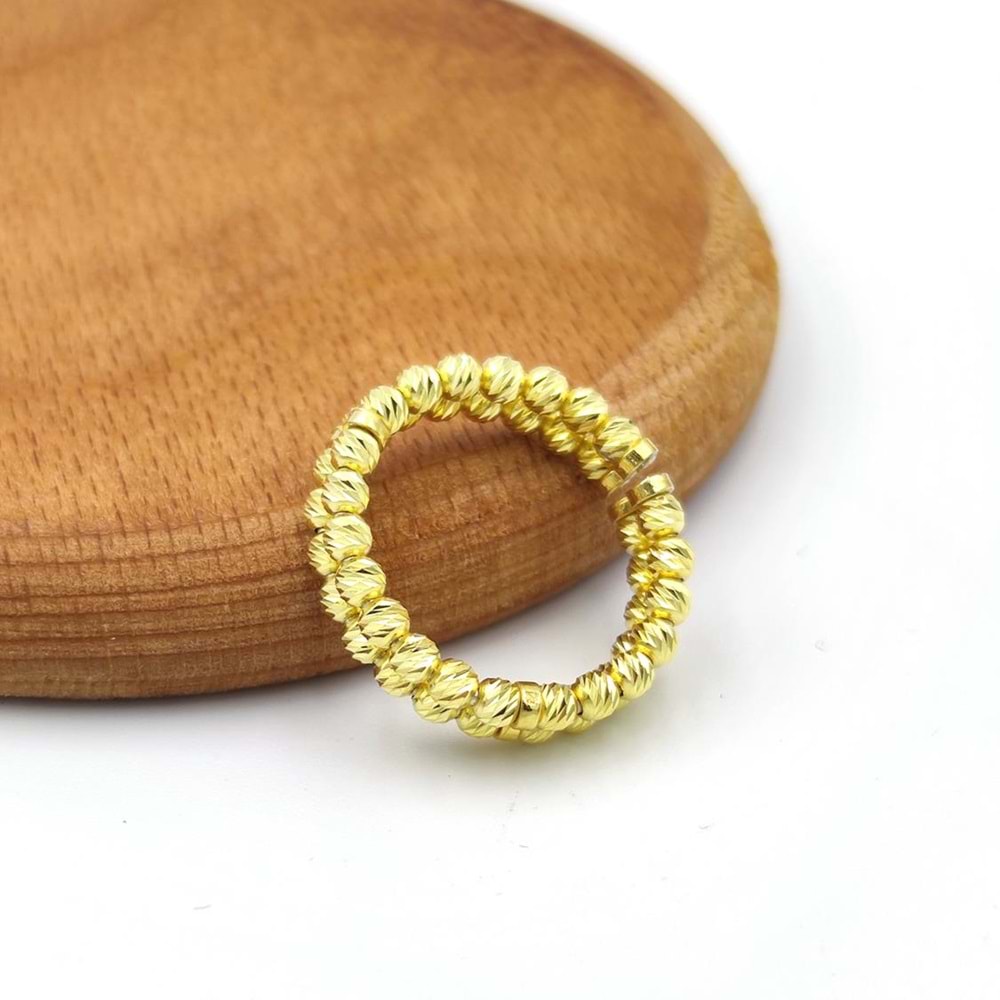 AYARLANABİLİR İKİ SIRA DORİCA GÜMÜŞ YÜZÜK - ALTIN SARI