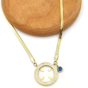 ÇELİK ÇEYREK ALTIN KONULABİLEN YASSI ZİNCİRLİ KOLYE